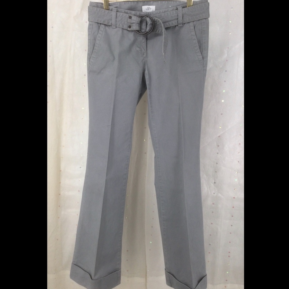 Ann Taylor Loft Size 2 Marisa Belted Gray Slacks